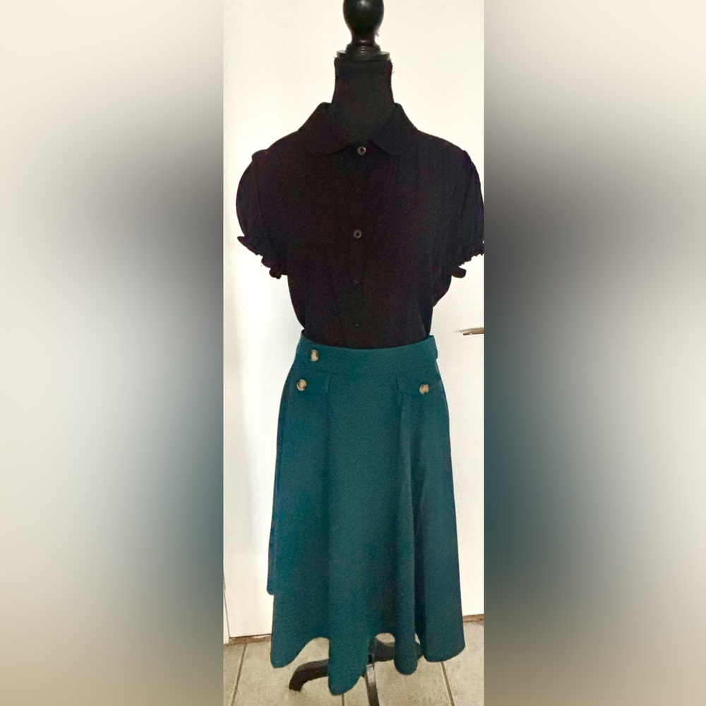 🆕- Banned Book Club 50's Swing Skirt Teal - Picture 11 of 11